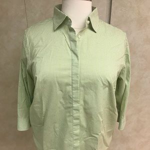 Chaps button down three quarter sleeve top